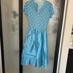 Costume 50’s Blue Polka Dot Casual Dress